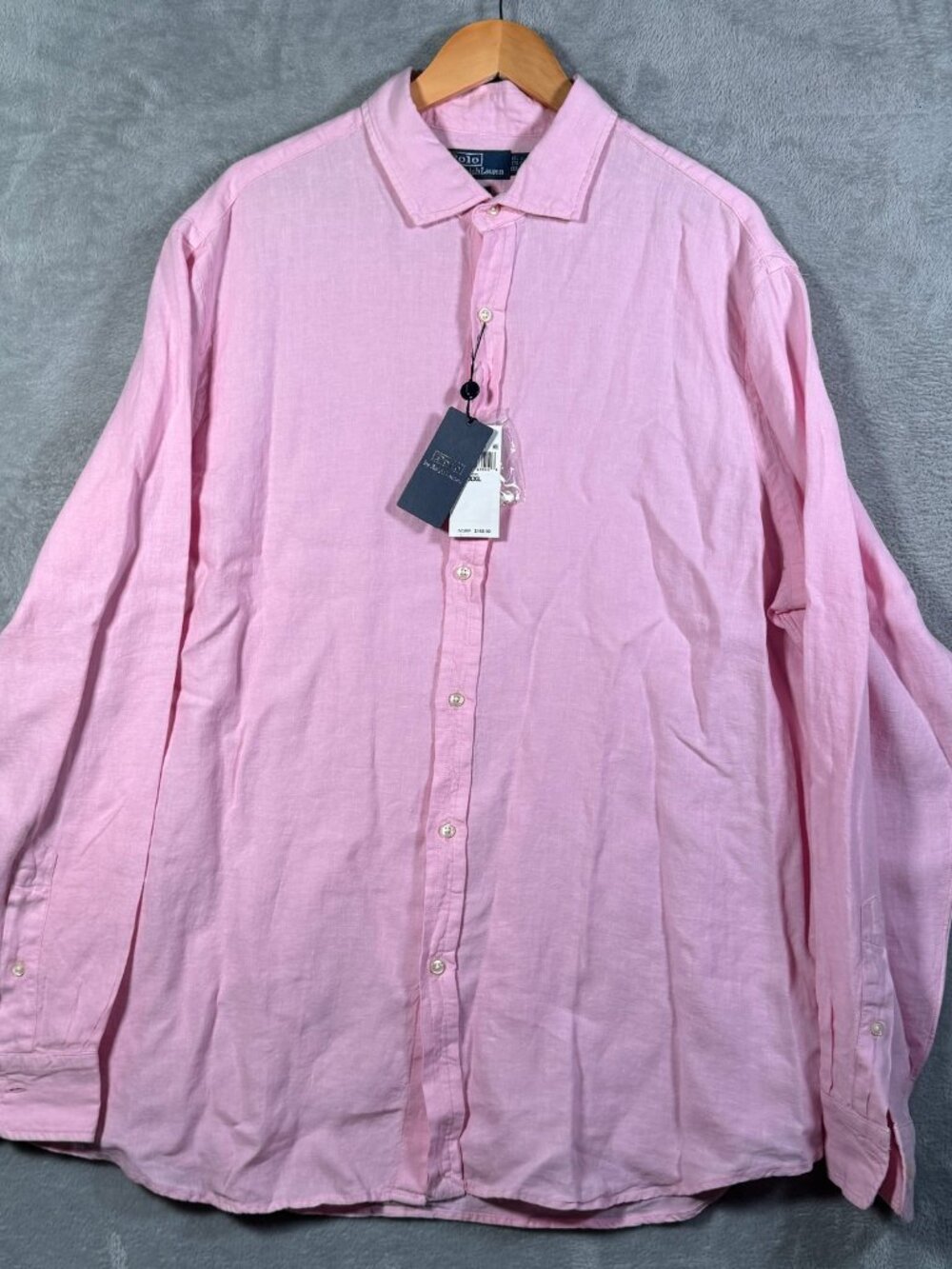 Polo Ralph Lauren Shirt Mens XXL Pink 100% Linen Classic Fit Long Sleeve $168